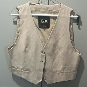 Zara linen vest tan sz L NWOT
